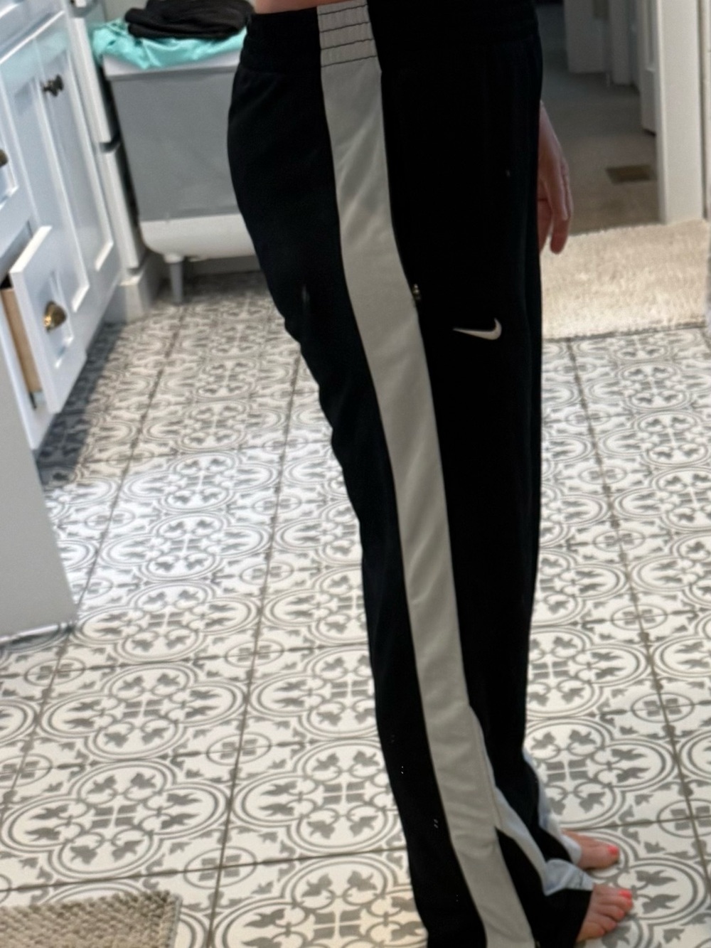 Nike Women's Retro Y2K Black/White Warm Up Athletic Side Zipper Workout Pants, M - Picture 8 of 9